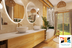  Kobieca łazienka SPA z trawertynem 