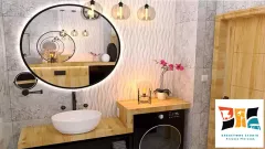 Łazienka loft z drewnem