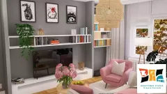 Salon Boho pink & gray