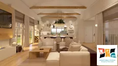 Salon w domu typu stodoła